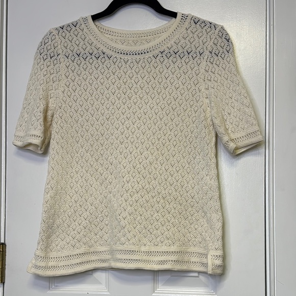 Tops - Cream Crochet Short Sleeve Blouse 100% Cotton